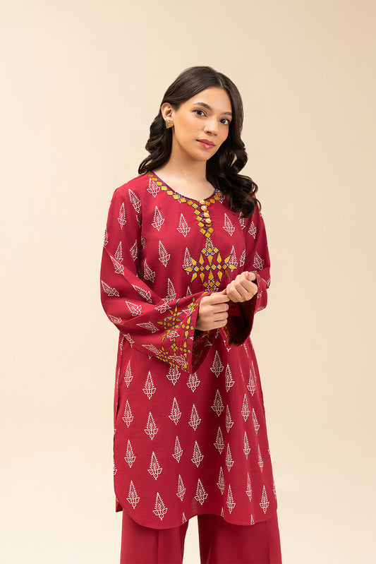 2 PIECE EMBROIDERED SLUB SUIT (PRET)