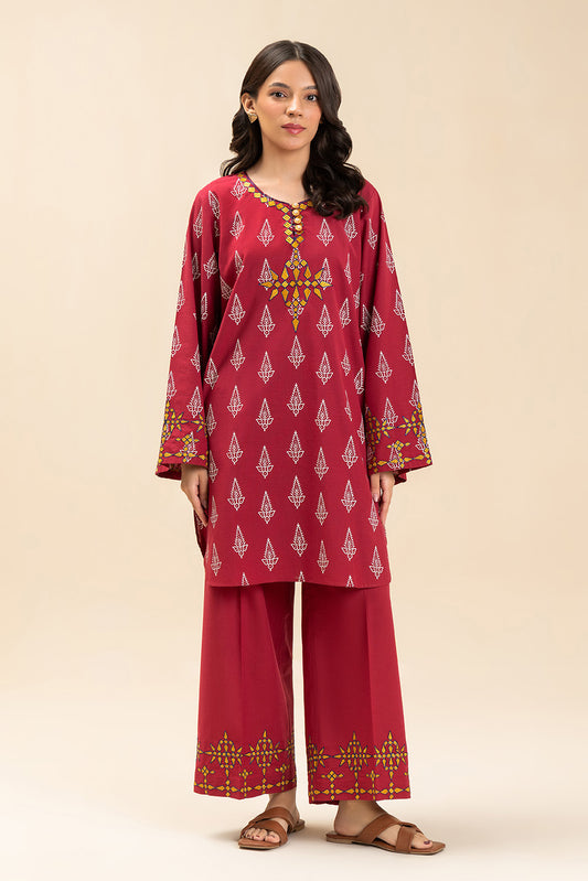 2 PIECE EMBROIDERED SLUB SUIT (PRET)