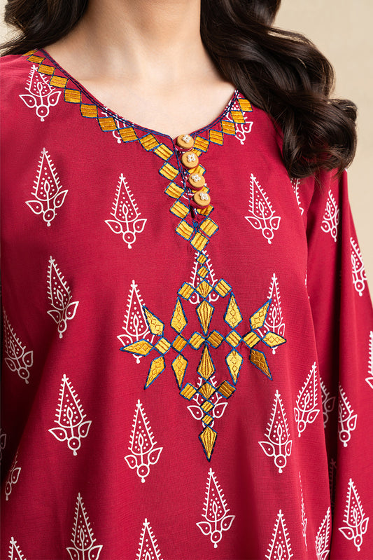 2 PIECE EMBROIDERED SLUB SUIT (PRET)