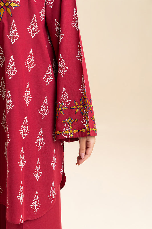 2 PIECE EMBROIDERED SLUB SUIT (PRET)
