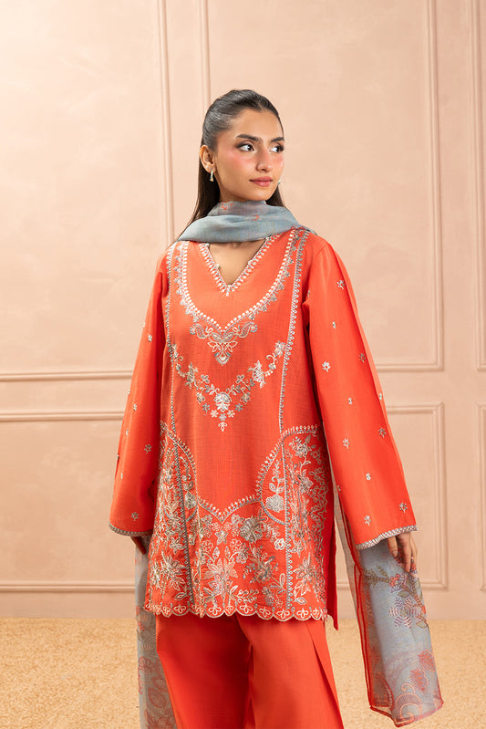 EMBROIDERED TWO WAY SLUB SHIRT (HIGH CASUAL)