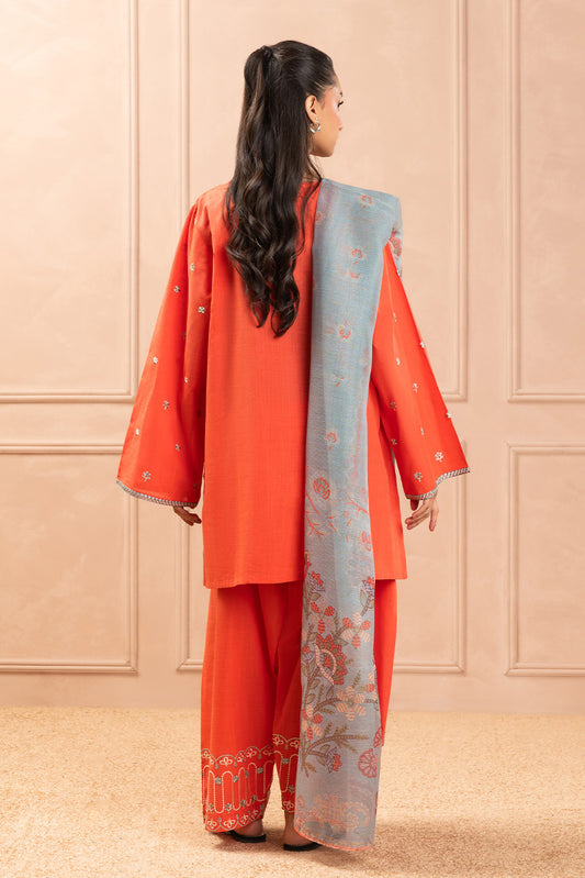 EMBROIDERED TWO WAY SLUB SHIRT (HIGH CASUAL)