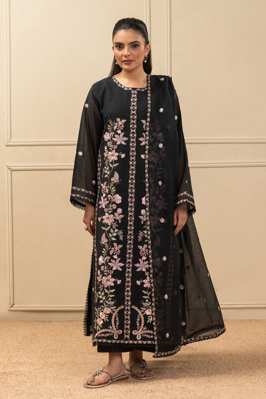 3 PIECE EMBROIDERED PAPER COTTON SUIT (HIGH CASUAL)