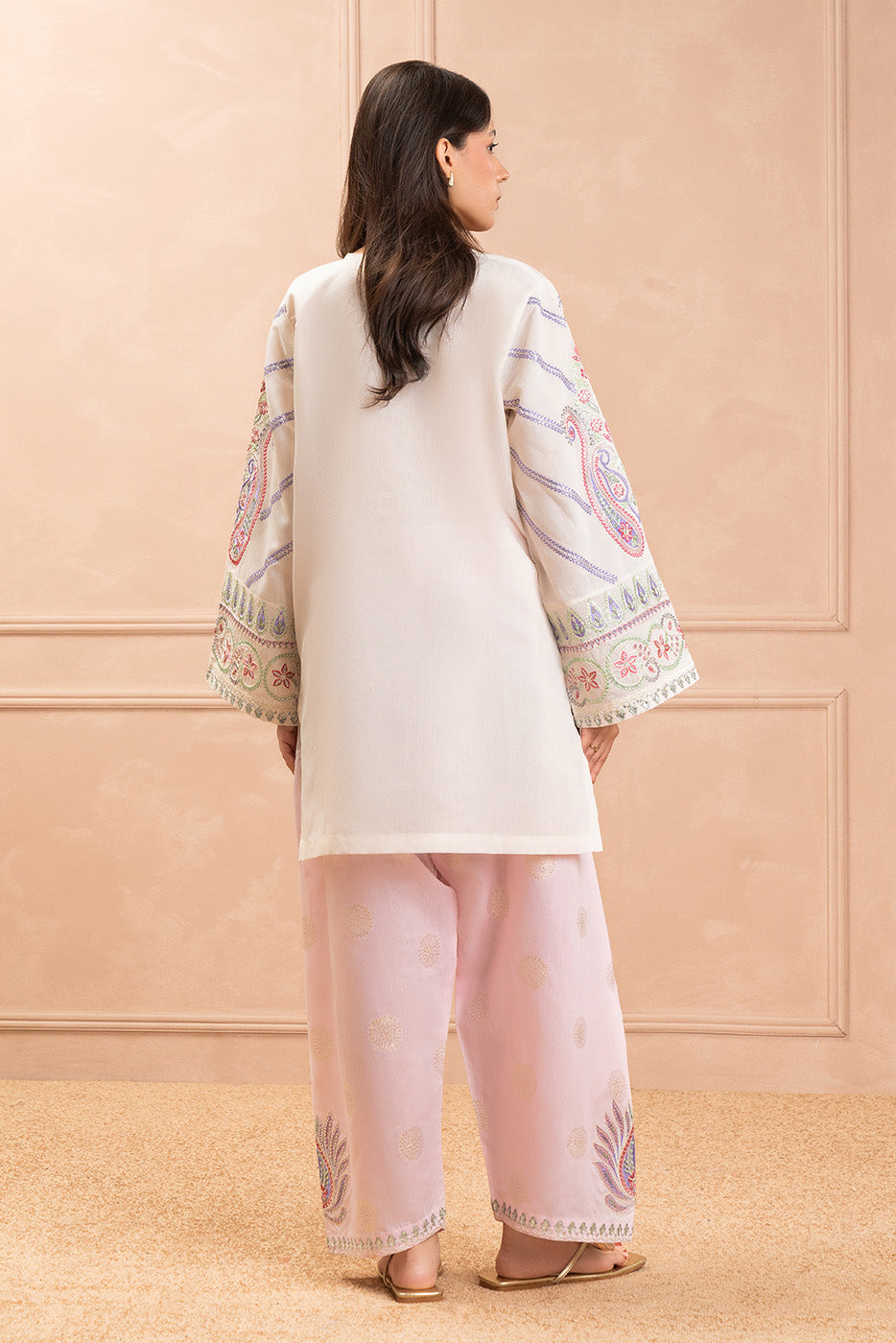2 PIECE EMBROIDERED TWO TONE SUIT (LUXURY PRET)