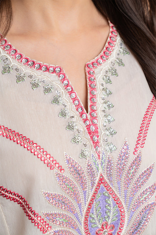 2 PIECE EMBROIDERED TWO TONE SUIT (LUXURY PRET)