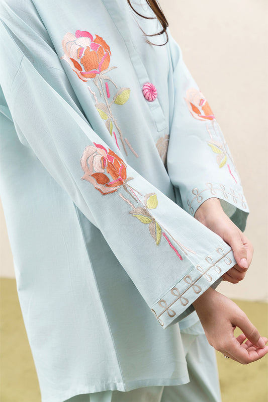 2 PIECE EMBROIDERED FANCY COTTON SUIT (PRET)