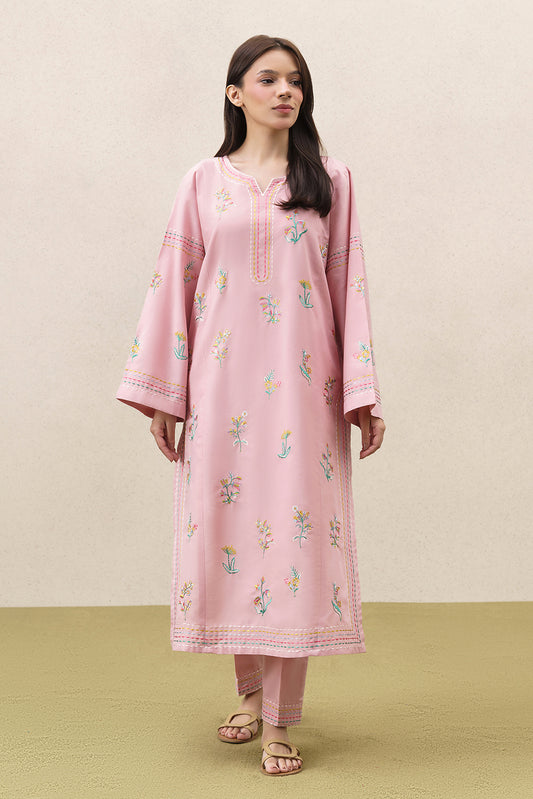 2 PIECE EMBROIDERED FANCY COTTON SUIT (PRET)
