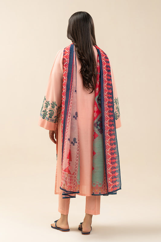 3 PIECE EMBROIDERED TEXTURED LAWN SUIT (PRET)