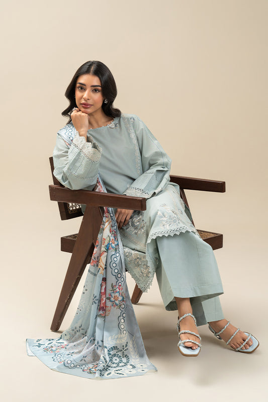 2 PIECE EMBROIDERED LAWN SUIT-ANCIENT WATERS (UNSTITCHED)