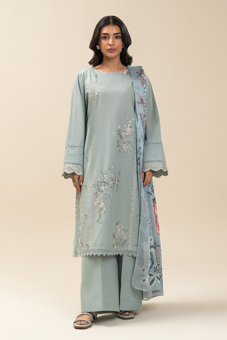 2 PIECE EMBROIDERED LAWN SUIT-ANCIENT WATERS (UNSTITCHED)