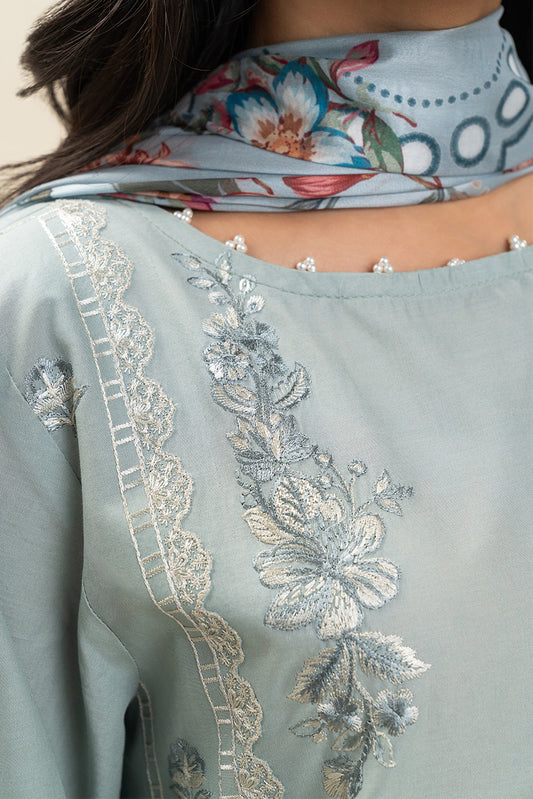 2 PIECE EMBROIDERED LAWN SUIT-ANCIENT WATERS (UNSTITCHED)