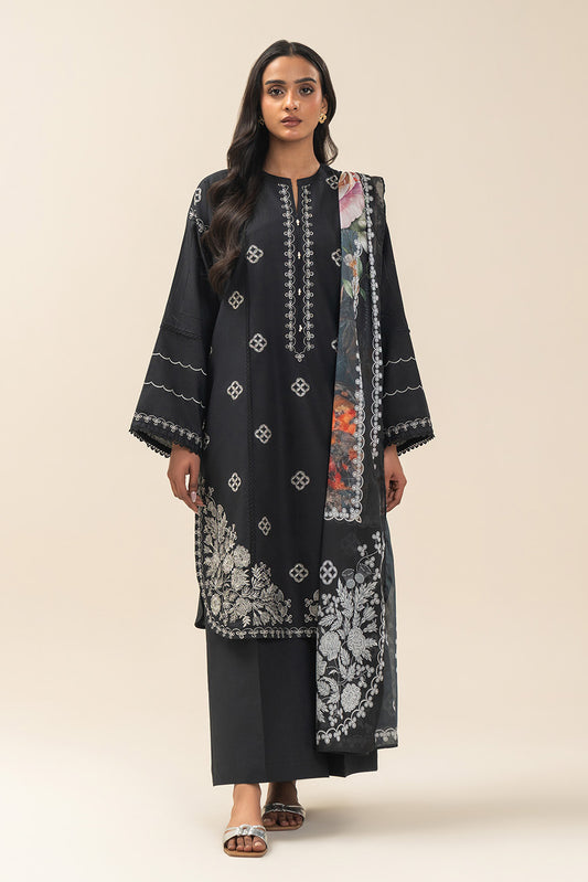 2 PIECE EMBROIDERED LAWN SUIT-MONOCHROME TALE (UNSTITCHED)