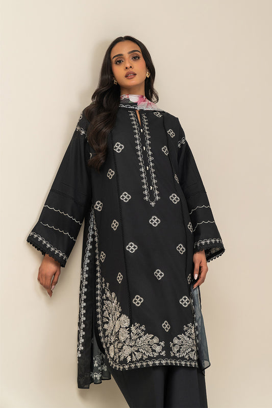 2 PIECE EMBROIDERED LAWN SUIT-MONOCHROME TALE (UNSTITCHED)