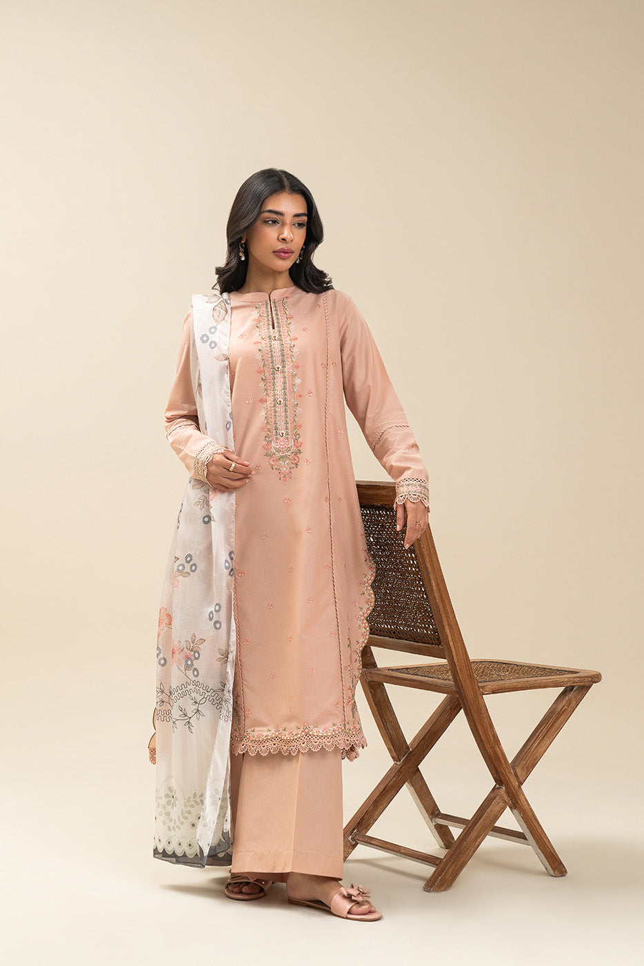 2 PIECE EMBROIDERED LAWN SUIT-APRICOT FIERCE (UNSTITCHED)