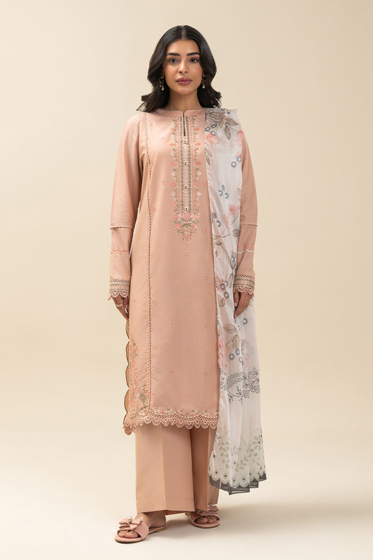 2 PIECE EMBROIDERED LAWN SUIT-APRICOT FIERCE (UNSTITCHED)
