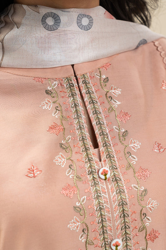 2 PIECE EMBROIDERED LAWN SUIT-APRICOT FIERCE (UNSTITCHED)