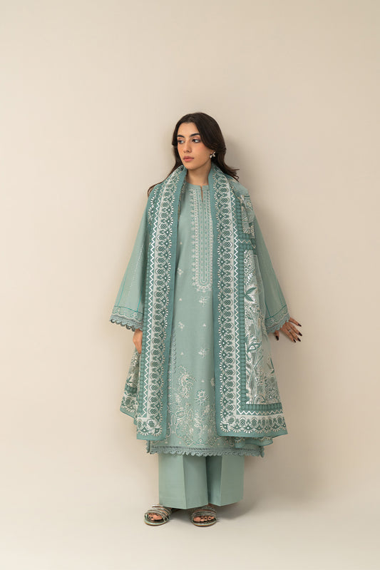 3 PIECE EMBROIDERED LAWN SUIT-FROSTY GLOW (UNSTITCHED)