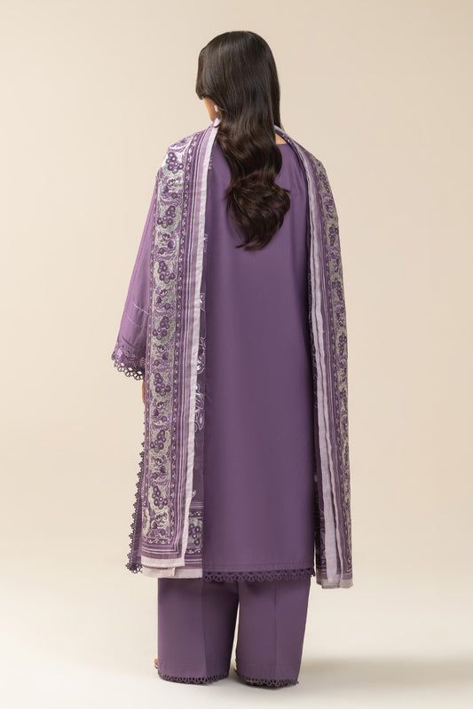 3 PIECE EMBROIDERED LAWN SUIT-LOGANBERRY (UNSTITCHED)