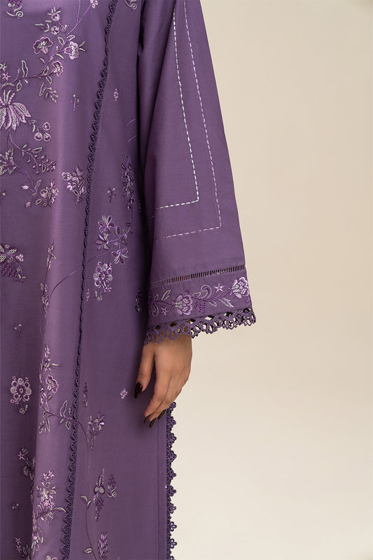 3 PIECE EMBROIDERED LAWN SUIT-LOGANBERRY (UNSTITCHED)