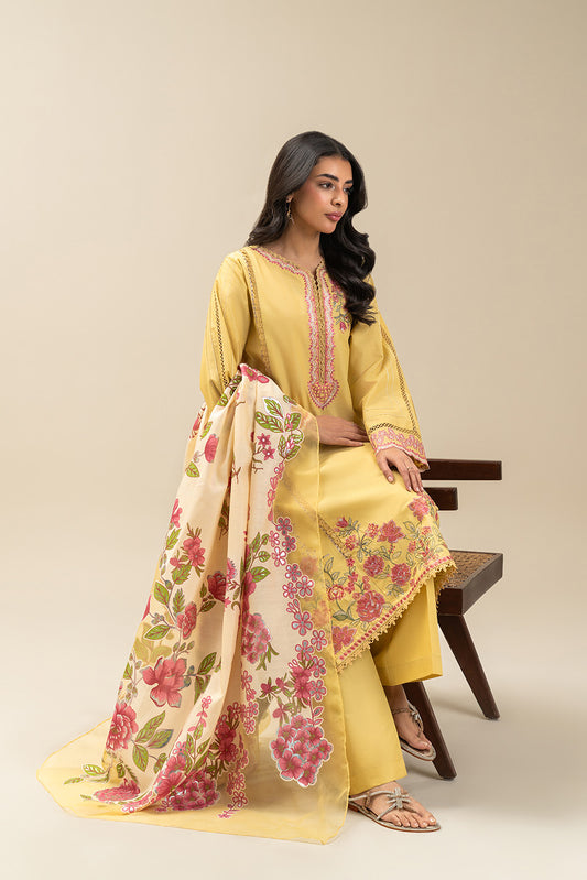 3 PIECE EMBROIDERED LAWN SUIT-SUNNY GARDENIA (UNSTITCHED)