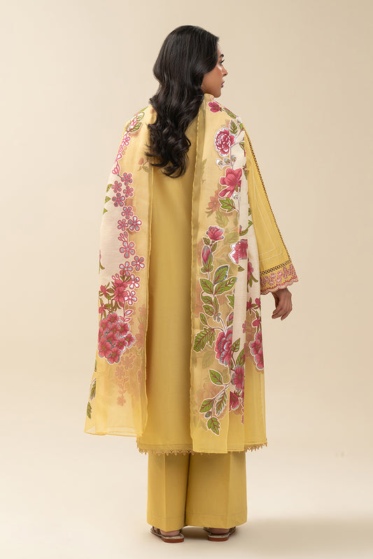 3 PIECE EMBROIDERED LAWN SUIT-SUNNY GARDENIA (UNSTITCHED)