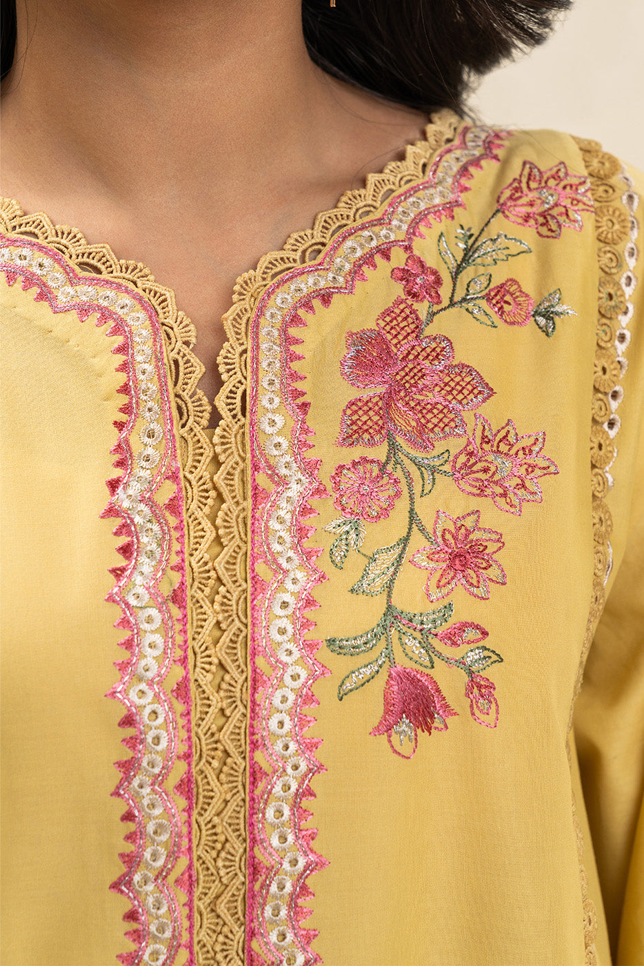 3 PIECE EMBROIDERED LAWN SUIT-SUNNY GARDENIA (UNSTITCHED)