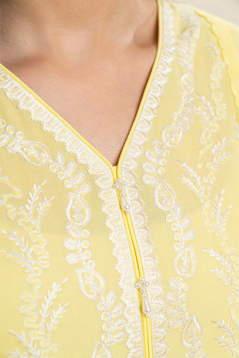 3 PIECE EMBROIDERED LAWN SUIT-LEMON SAGE (UNSTITCHED)