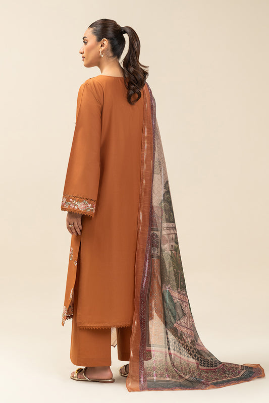 3 PIECE EMBROIDERED LAWN SUIT-CARMINE GLOW (UNSTITCHED)