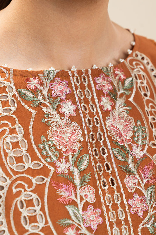 3 PIECE EMBROIDERED LAWN SUIT-CARMINE GLOW (UNSTITCHED)