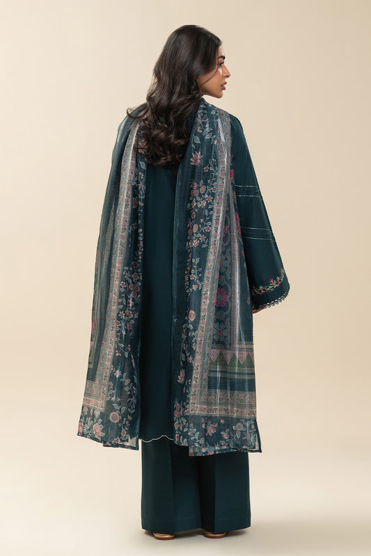 3 PIECE EMBROIDERED LAWN SUIT-TEAL TRANSITION (UNSTITCHED)