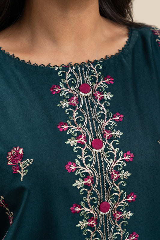3 PIECE EMBROIDERED LAWN SUIT-TEAL TRANSITION (UNSTITCHED)