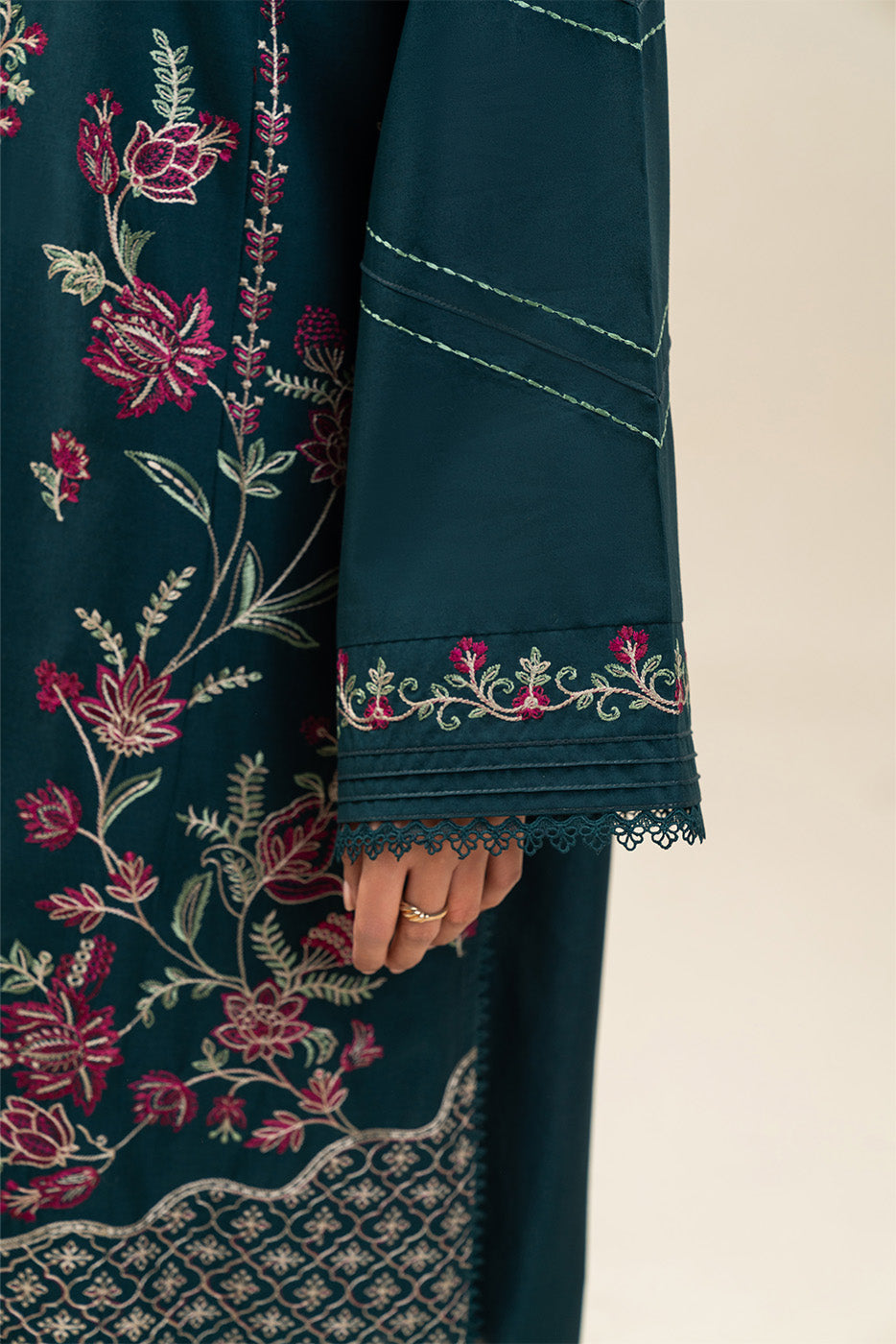 3 PIECE EMBROIDERED LAWN SUIT-TEAL TRANSITION (UNSTITCHED)
