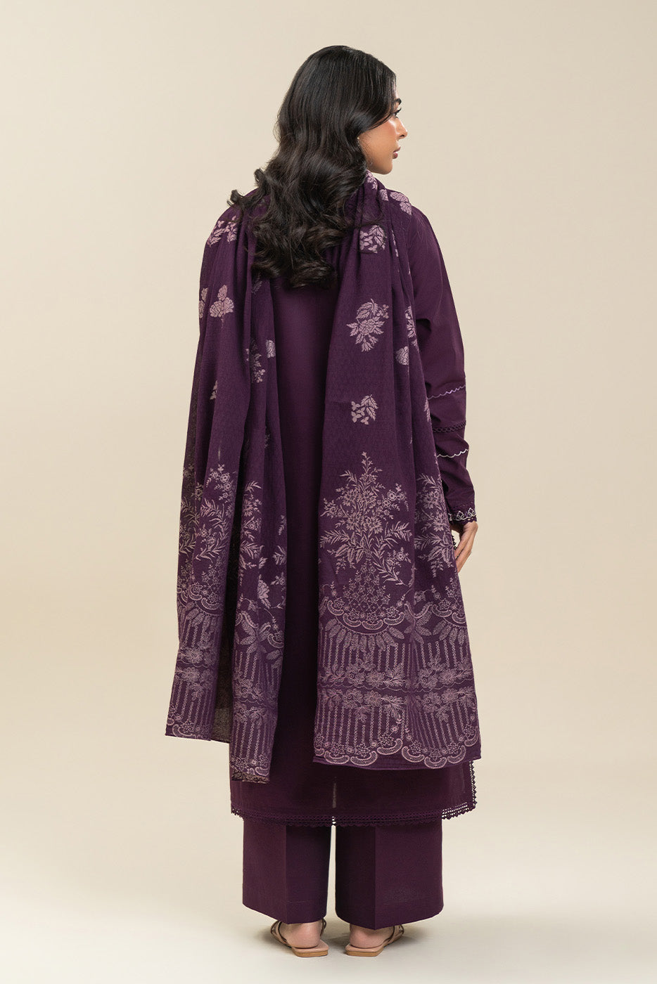 3 PIECE EMBROIDERED LAWN SUIT-PLUM FALLOUT (UNSTITCHED)