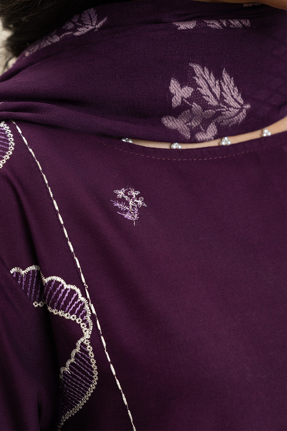 3 PIECE EMBROIDERED LAWN SUIT-PLUM FALLOUT (UNSTITCHED)