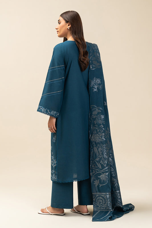 3 PIECE EMBROIDERED LAWN SUIT-IMPERIAL SEA (UNSTITCHED)