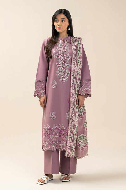 3 PIECE EMBROIDERED LAWN SUIT-LAVENDER FROST (UNSTITCHED)