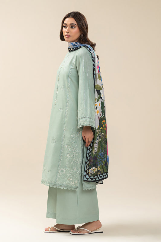 3 PIECE EMBROIDERED LAWN SUIT-MISTY JADE SUIT