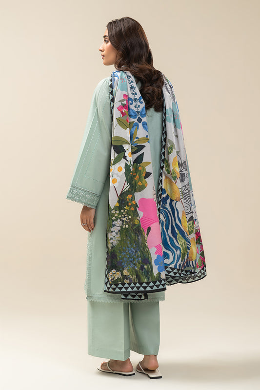 3 PIECE EMBROIDERED LAWN SUIT-MISTY JADE SUIT