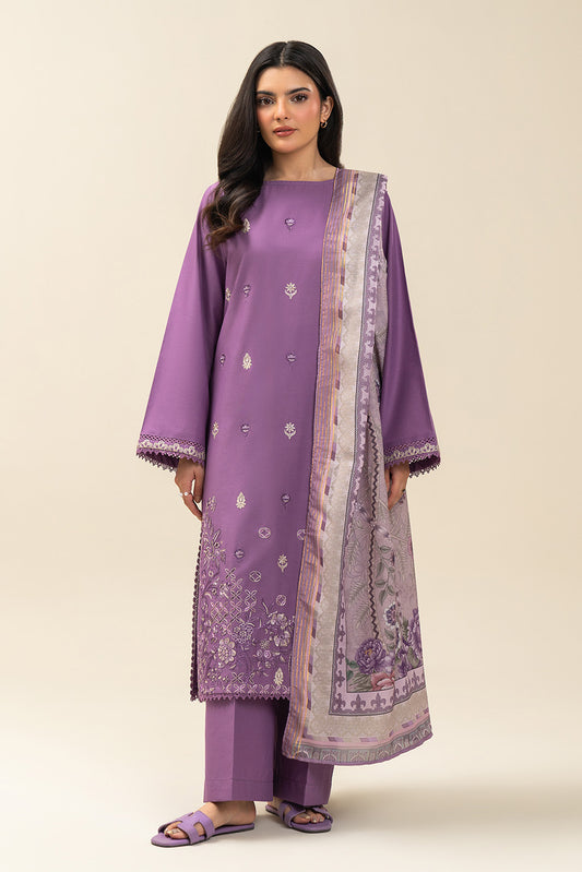 3 PIECE EMBROIDERED LAWN SUIT-MAUVE MIRAGE (UNSTITCHED)