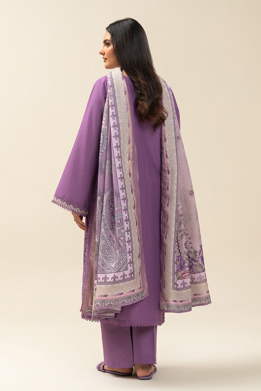 3 PIECE EMBROIDERED LAWN SUIT-MAUVE MIRAGE (UNSTITCHED)