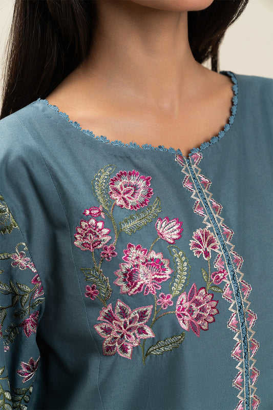 3 PIECE EMBROIDERED LAWN SUIT-ARCTIC BLUE (UNSTITCHED)