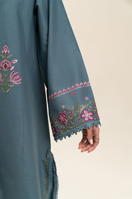 3 PIECE EMBROIDERED LAWN SUIT-ARCTIC BLUE (UNSTITCHED)