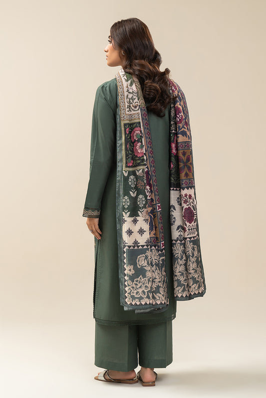3 PIECE EMBROIDERED LAWN SUIT-MYSTIC TEAL SUIT