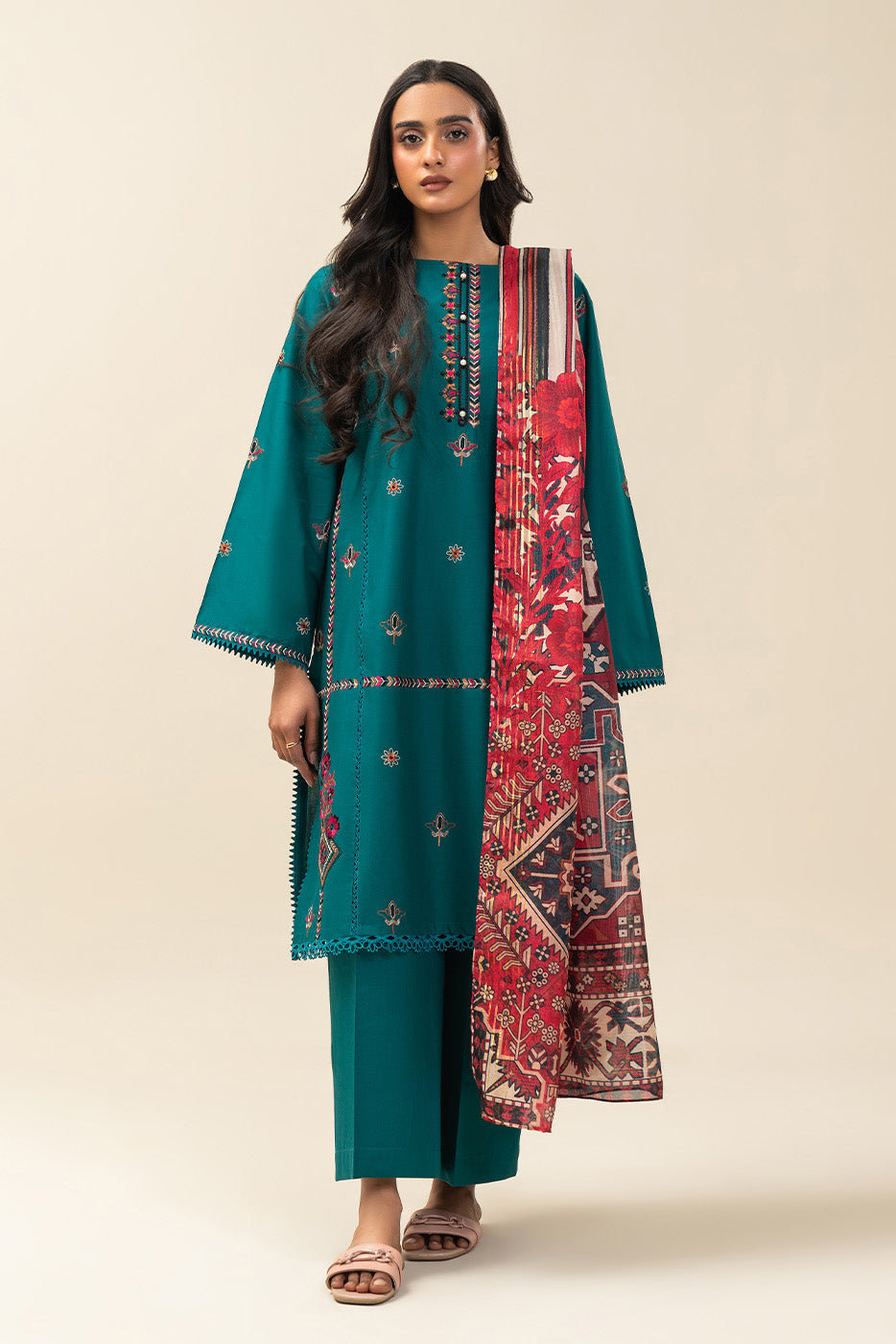 3 PIECE EMBROIDERED LAWN SUIT-TRIBAL CAMELLIA (UNSTITCHED)