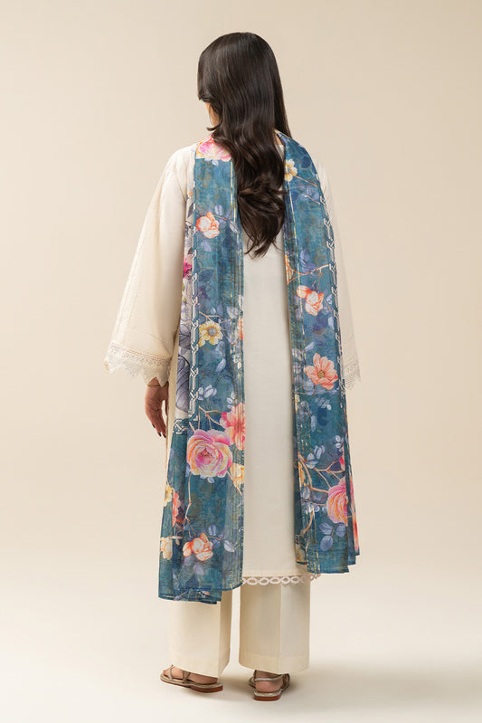 3 PIECE EMBROIDERED LAWN SUIT-IVORY FLORAL (UNSTITCHED)