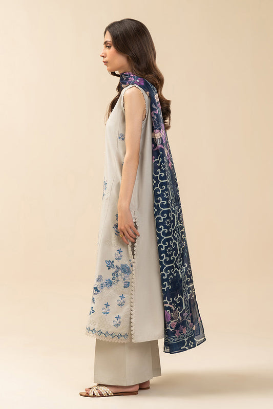 3 PIECE EMBROIDERED LAWN SUIT-LAPIS LAZULI (UNSTITCHED)
