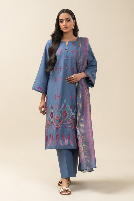 3 PIECE EMBROIDERED LAWN SUIT-ELECTRIC VIGNETTE (UNSTITCHED)