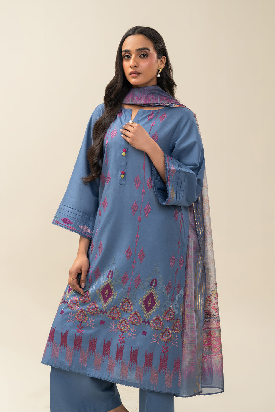3 PIECE EMBROIDERED LAWN SUIT-ELECTRIC VIGNETTE (UNSTITCHED)