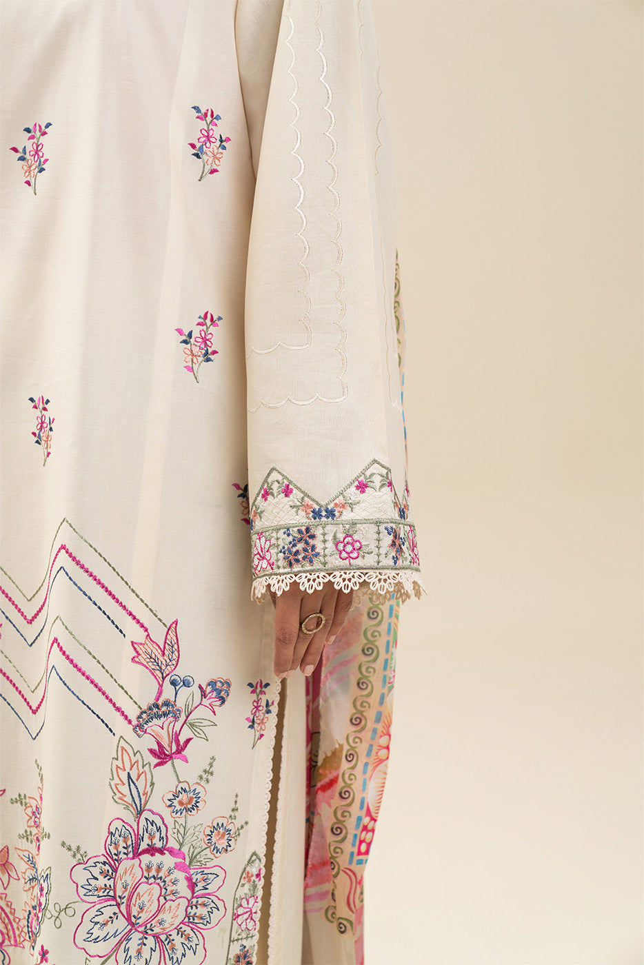 3 PIECE EMBROIDERED LAWN SUIT-CANDY FLOSS (UNSTITCHED)