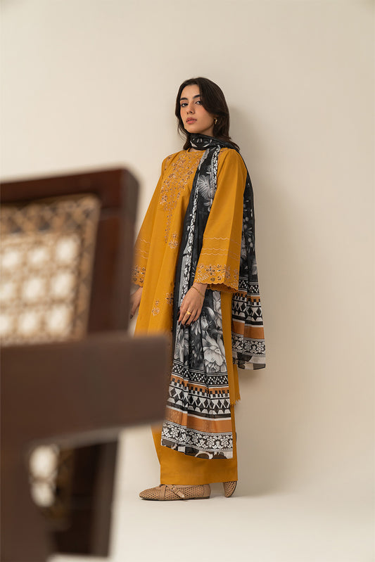 3 PIECE EMBROIDERED LAWN SUIT-BISQUE BLOOM (UNSTITCHED)